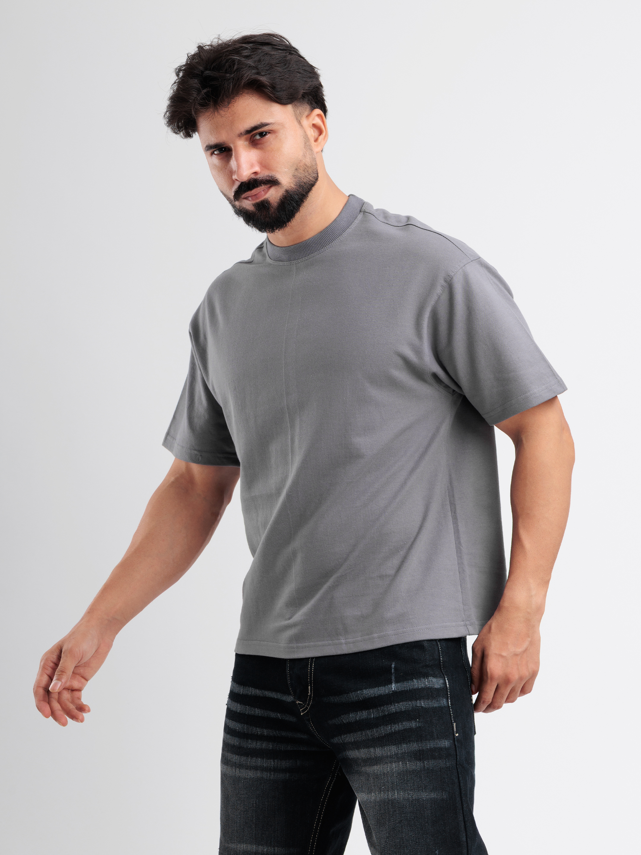 Grey Anime Graphic Oversized T-Shirt – Bold Streetwear Edition - View 4