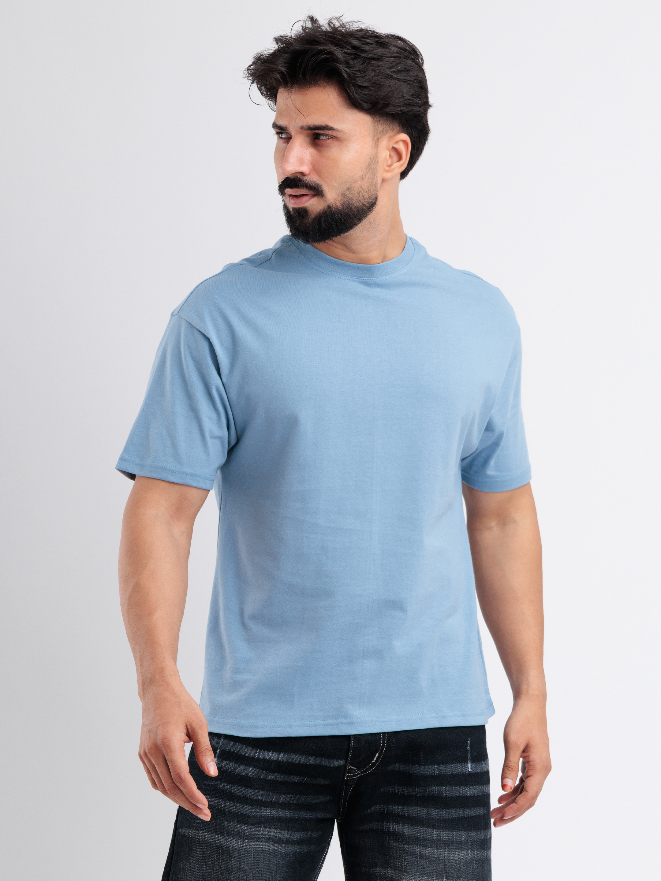 Light Blue Casual T-Shirt for Men - View 4