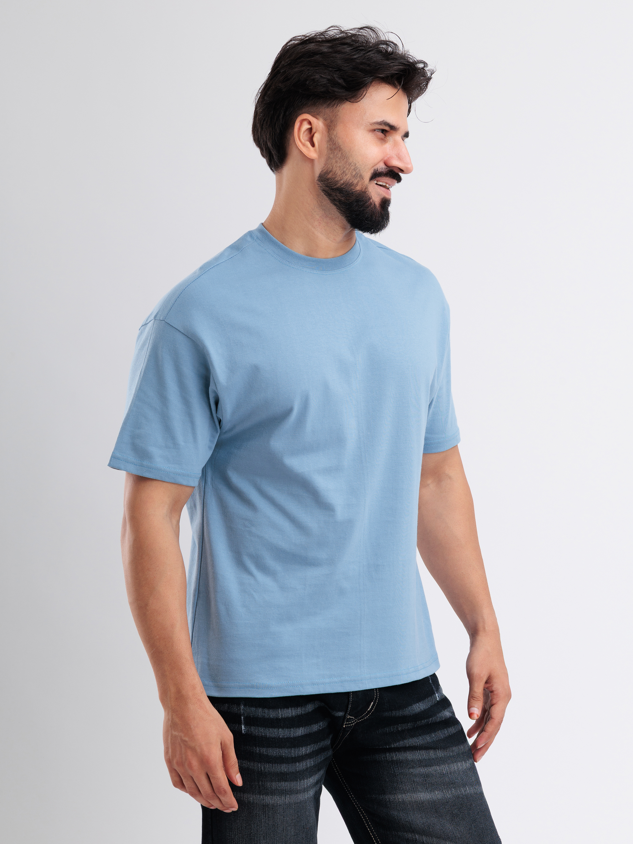 Light Blue Casual T-Shirt for Men - View 3