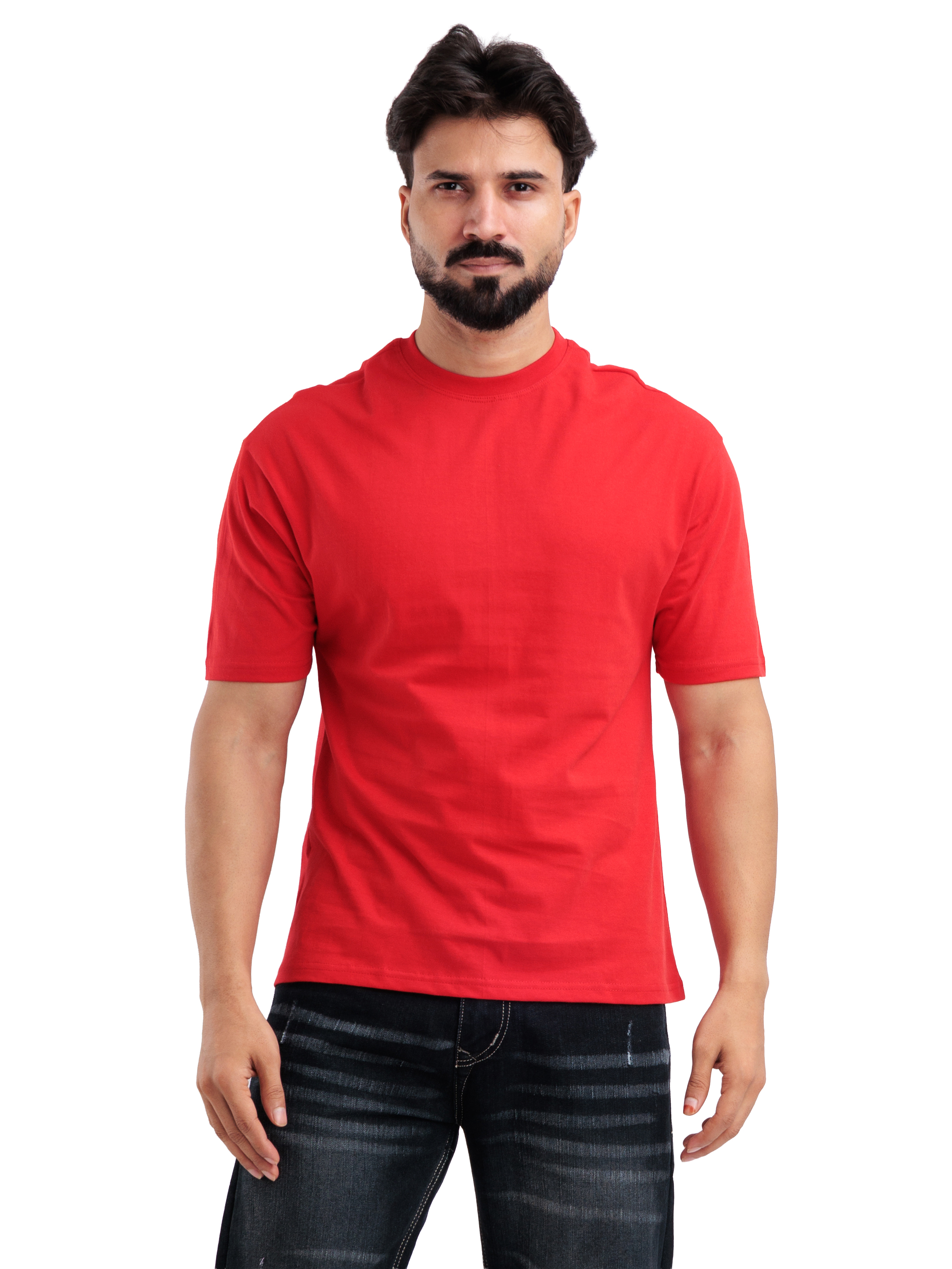 Bright Red Casual Oversized T-Shirt for Men - View 5