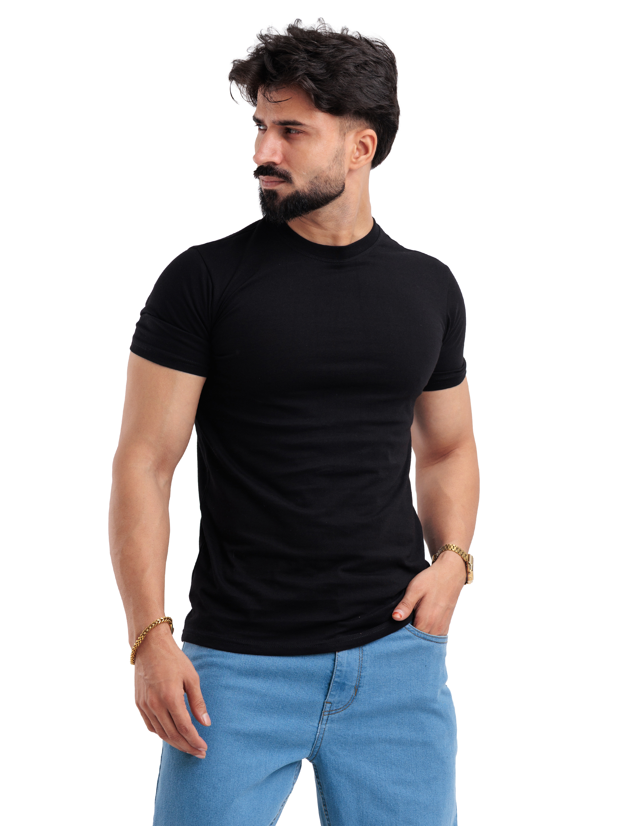 Casual Black Tee - View 5